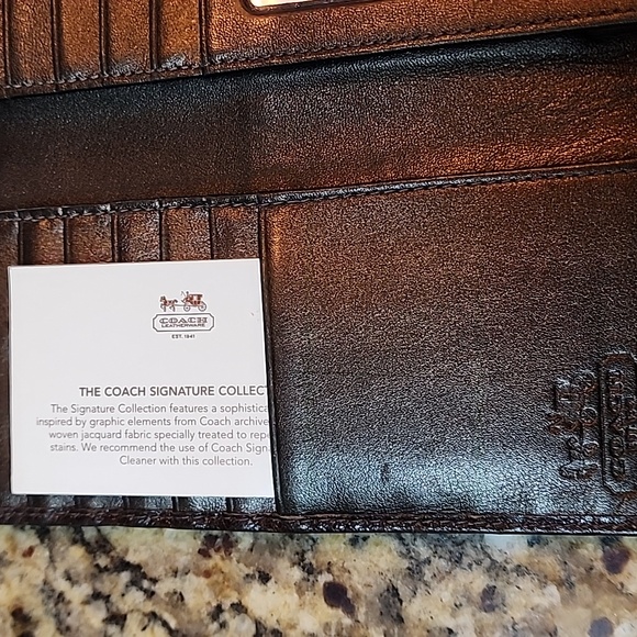 Coach Signature Brown and Tan Wallet - Picture 5 of 8